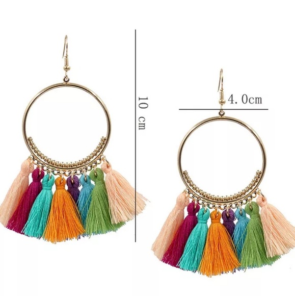 Gypsy Tassel Earrings Black Color - Picture 3 of 4